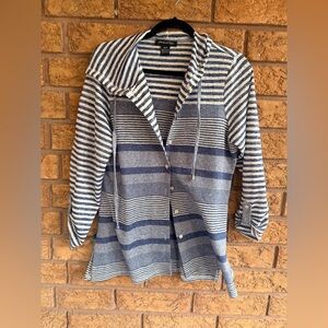 • 4/$25- Michael Tyler Striped Hooded Button Down Top